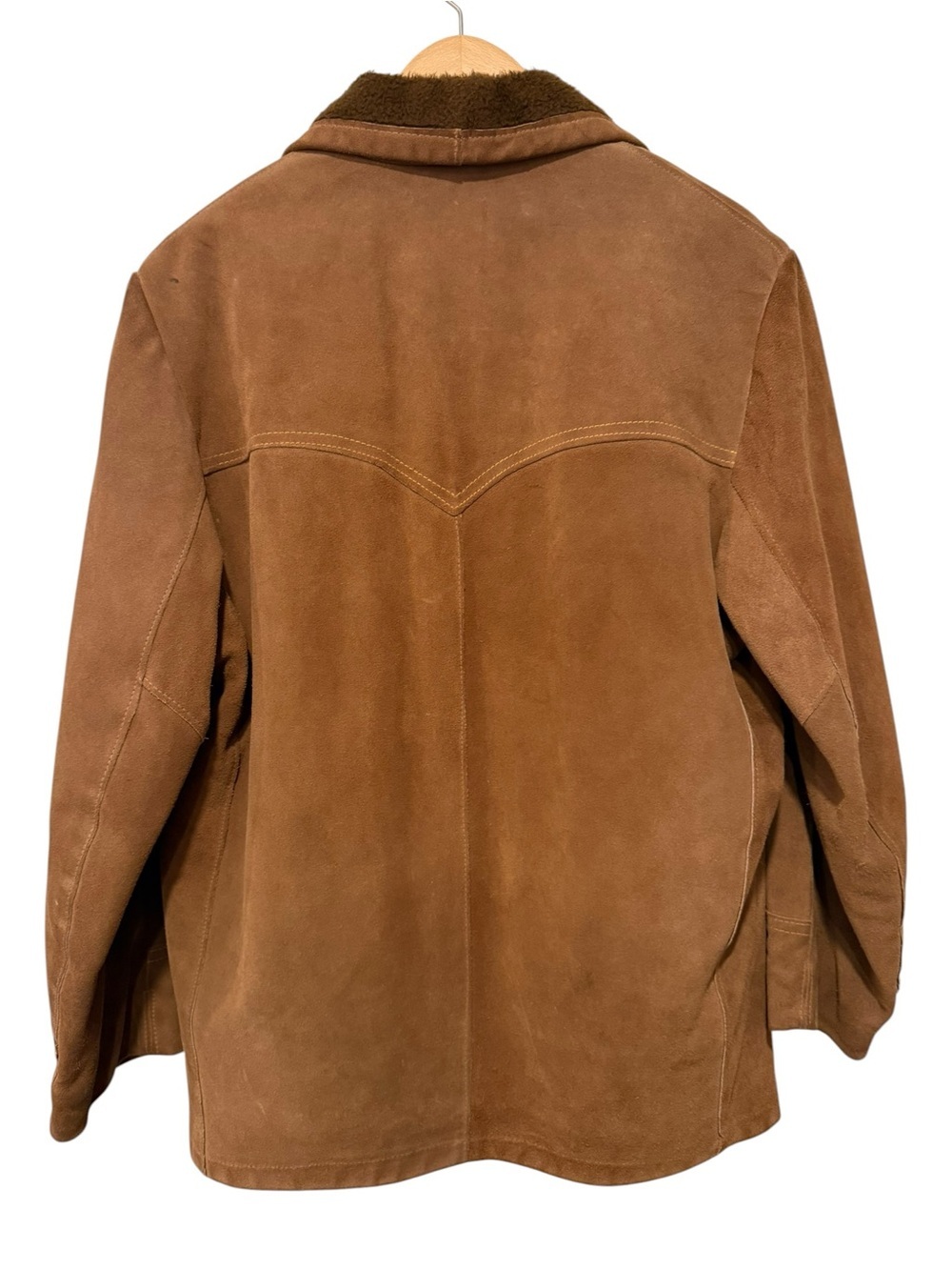 Vintage Pioneer Wear Suede Sherpa Rancher Jacket Brown Western Coat Size 44 - Picture 2 of 16